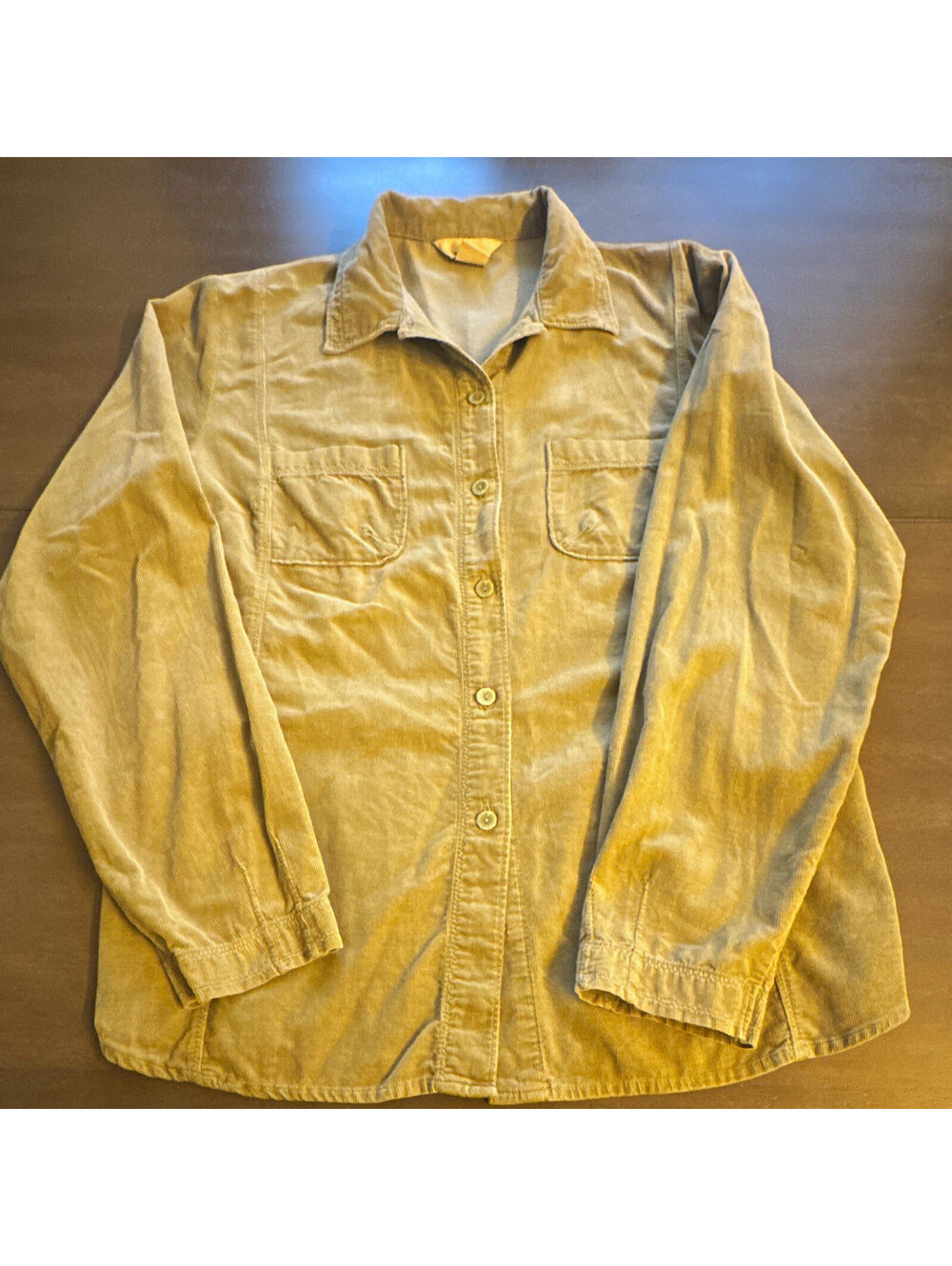 Woolrich Womens S Regular Cotton Corduroy Button-Up Shirt Green Collared [COPY]